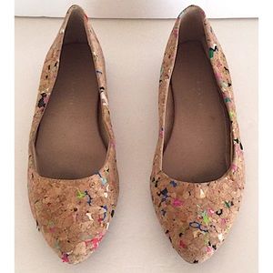 Kelly & Katie flecked cork pointed toe flats